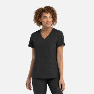 Maevn-Women's Mock Wrap Top – Momentum 5002-Black