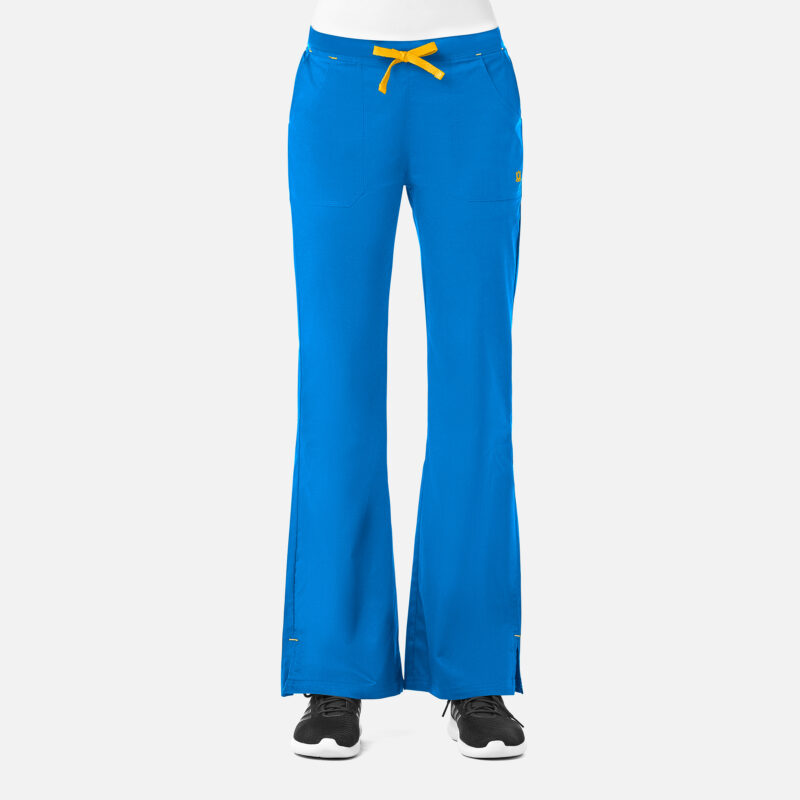 Maevn-Women's Multi-Pocket Flare Pant – Blossom 9102-Pacific Blue / Yellow