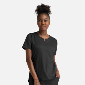 Maevn-Women's Notched Crew Neck Top – Matrix 3504-Black