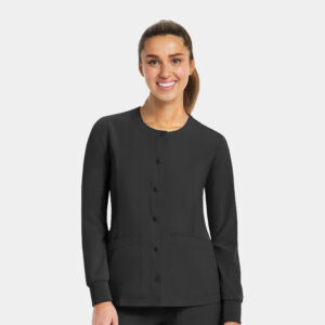 Maevn-Women's Round Neck Snap Button Jacket – Matrix Impulse 7510-Black