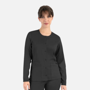 Maevn-Women's Round Neck Snap Jacket – Matrix 7701-Black