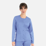 Maevn-Women's Round Neck Snap Jacket – Matrix 7701-Ceil Blue