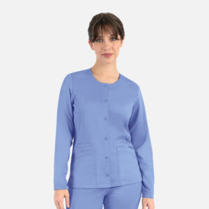 Maevn-Women's Round Neck Snap Jacket – Matrix 7701-Ceil Blue