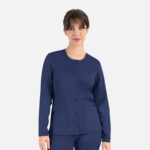 Maevn-Women's Round Neck Snap Jacket – Matrix 7701-Navy