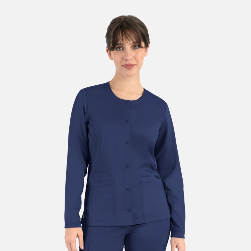 Maevn-Women's Round Neck Snap Jacket – Matrix 7701-Navy