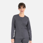Maevn-Women's Round Neck Snap Jacket – Matrix 7701-Pewter