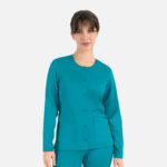 Maevn-Women's Round Neck Snap Jacket – Matrix 7701-Teal