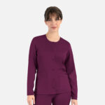 Maevn-Women's Round Neck Snap Jacket – Matrix 7701-Wine
