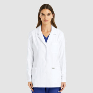 Maevn-Women's Snap Consultation Lab Coat – Momentum Lab Coats 5973-White