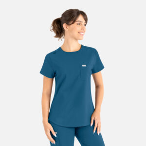 Maevn-Women's Tuckable Round Neck Top – Momentum 5005-Caribbean Blue