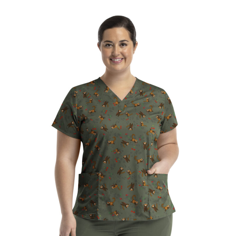 Maevn-Women's V-Neck Print Top – Prints 1767-Bear-y Bear-y
