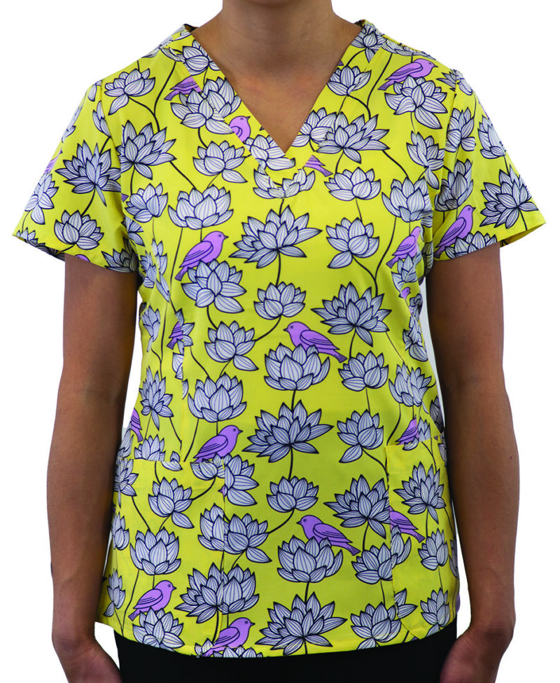 Maevn-Women's V-Neck Print Top – Prints 1767-Birds in Bloom