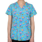 Maevn-Women's V-Neck Print Top – Prints 1767-Flamingo Beach Beauties