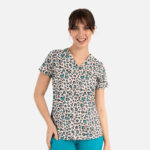 Maevn-Women's V-Neck Print Top – Prints 1767-Pastel Leopard