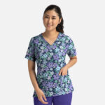 Maevn-Women's V-Neck Print Top – Prints 1767-Spring Fantasy