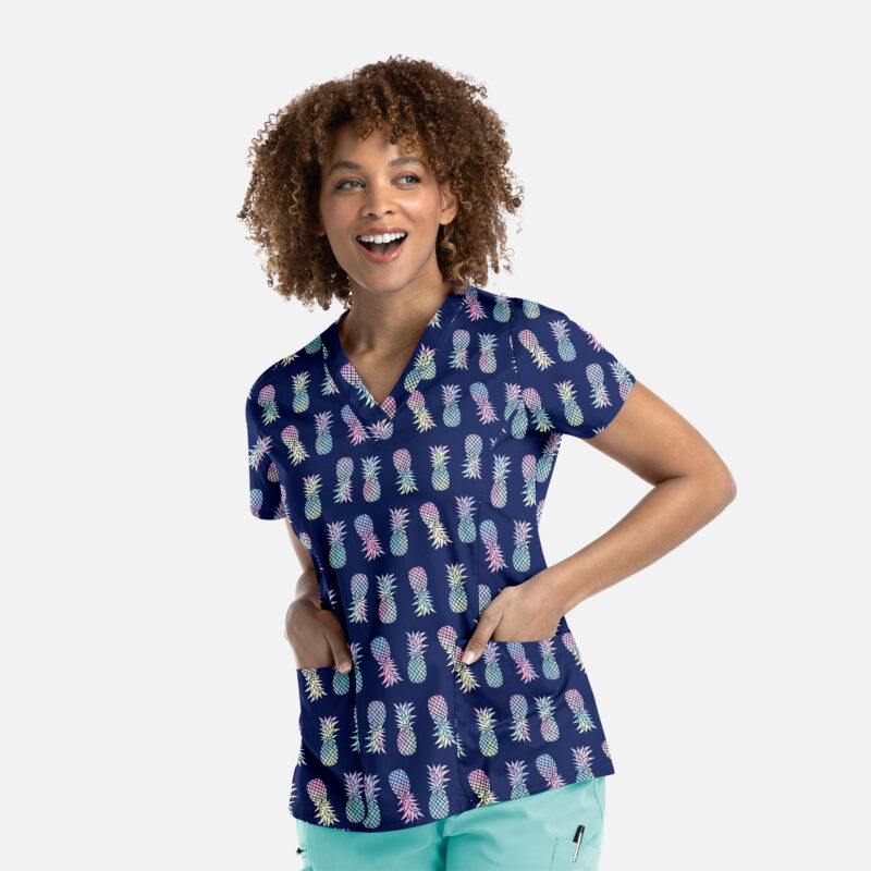 Maevn-Women's V-Neck Print Top – Prints 1767-Tropical Paradise
