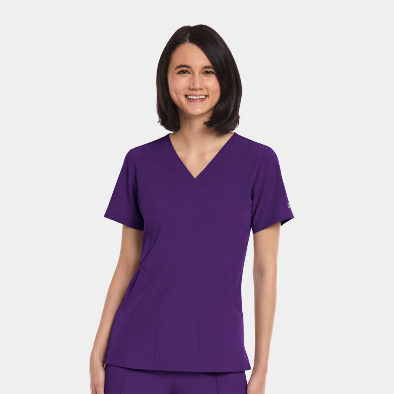 Maevn-Women's V-Neck Top – Matrix Impulse 4511-Eggplant