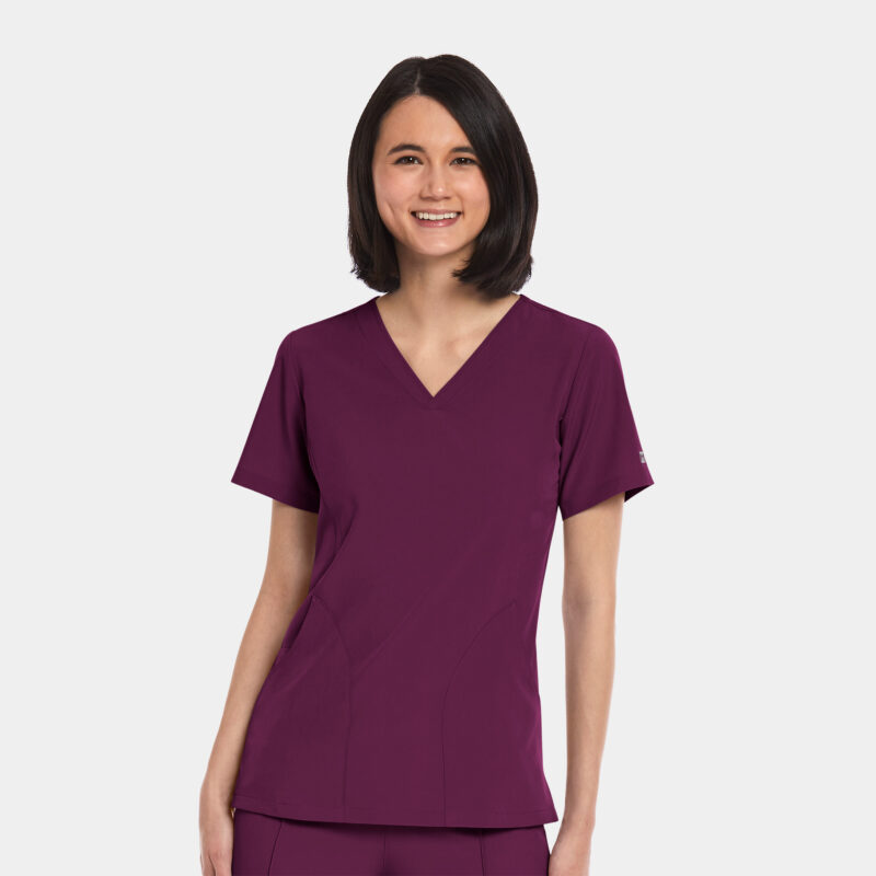 Maevn-Women's V-Neck Top – Matrix Impulse 4511-Wine