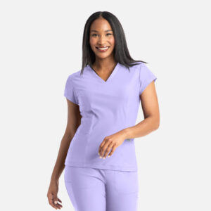 Maevn-Women's Zoe Banded V-Neck Top – Embrace 2501-MISTY LILAC